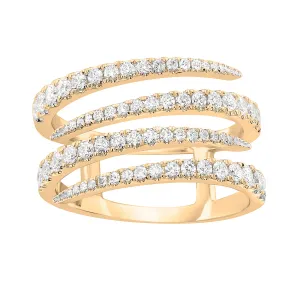 Diamond Tapered Coil Ring in Yellow Gold