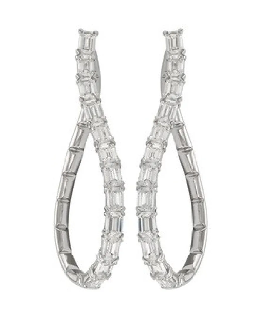 Etho Maria Emerald Cut Diamond Hoop Earrings