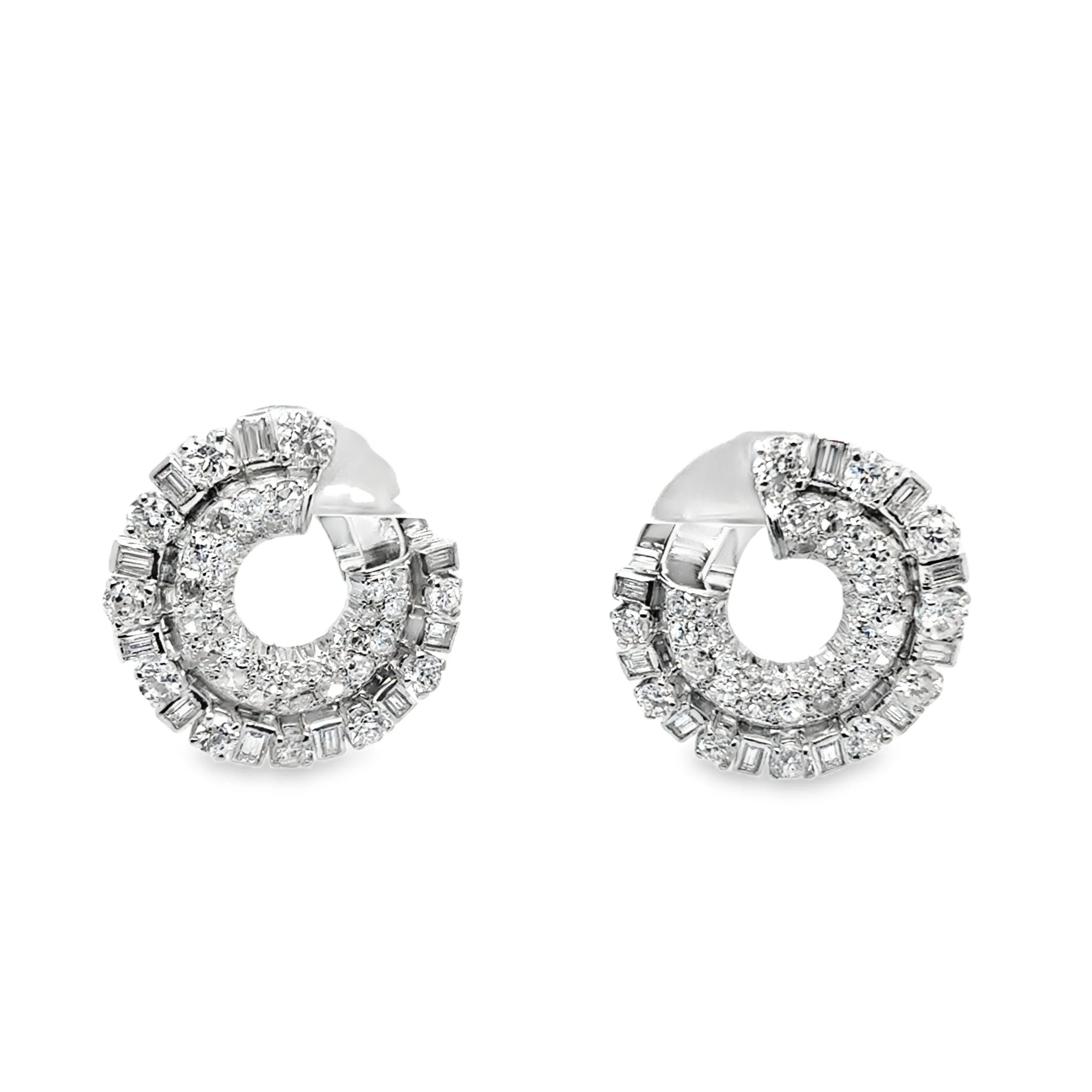 French 1920's Diamond Circle Earrings