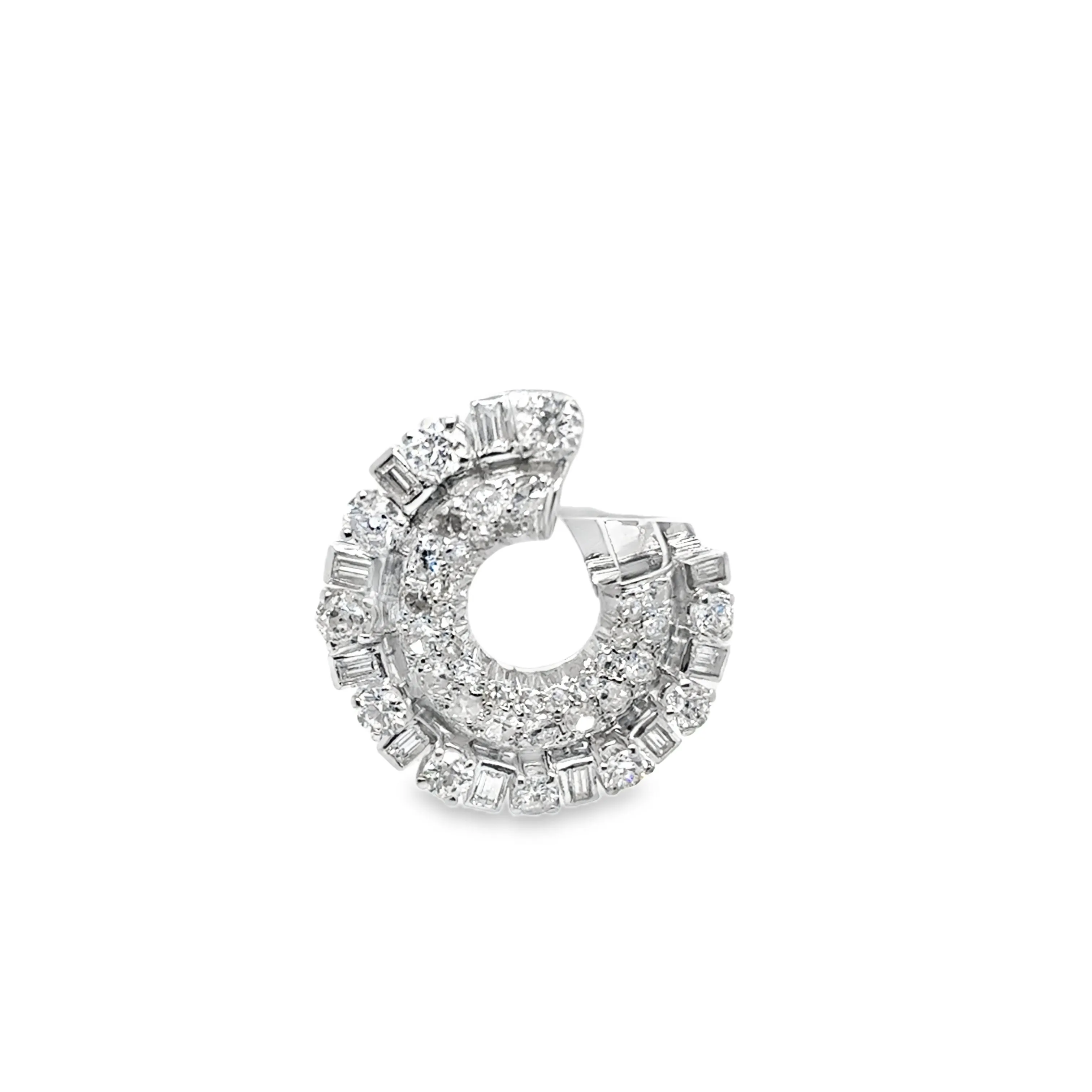 French 1920's Diamond Circle Earrings