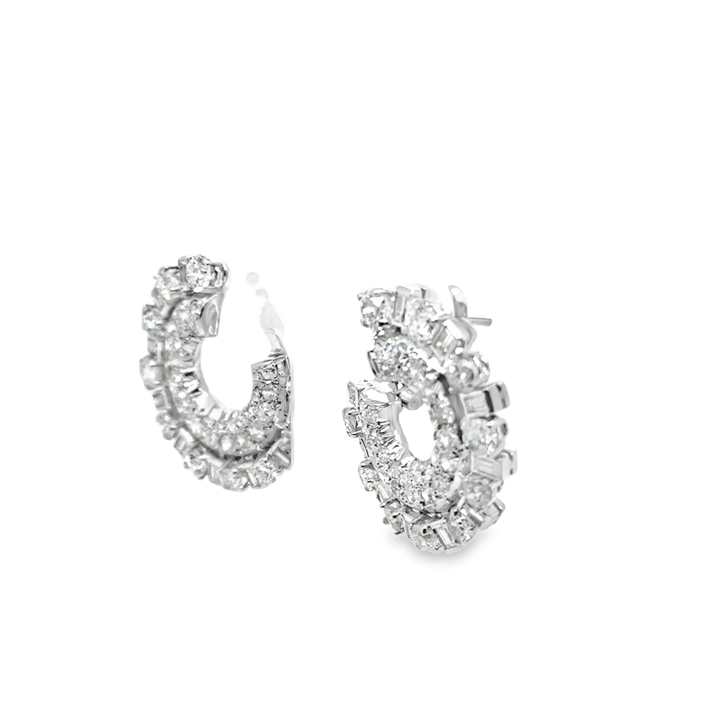 French 1920's Diamond Circle Earrings