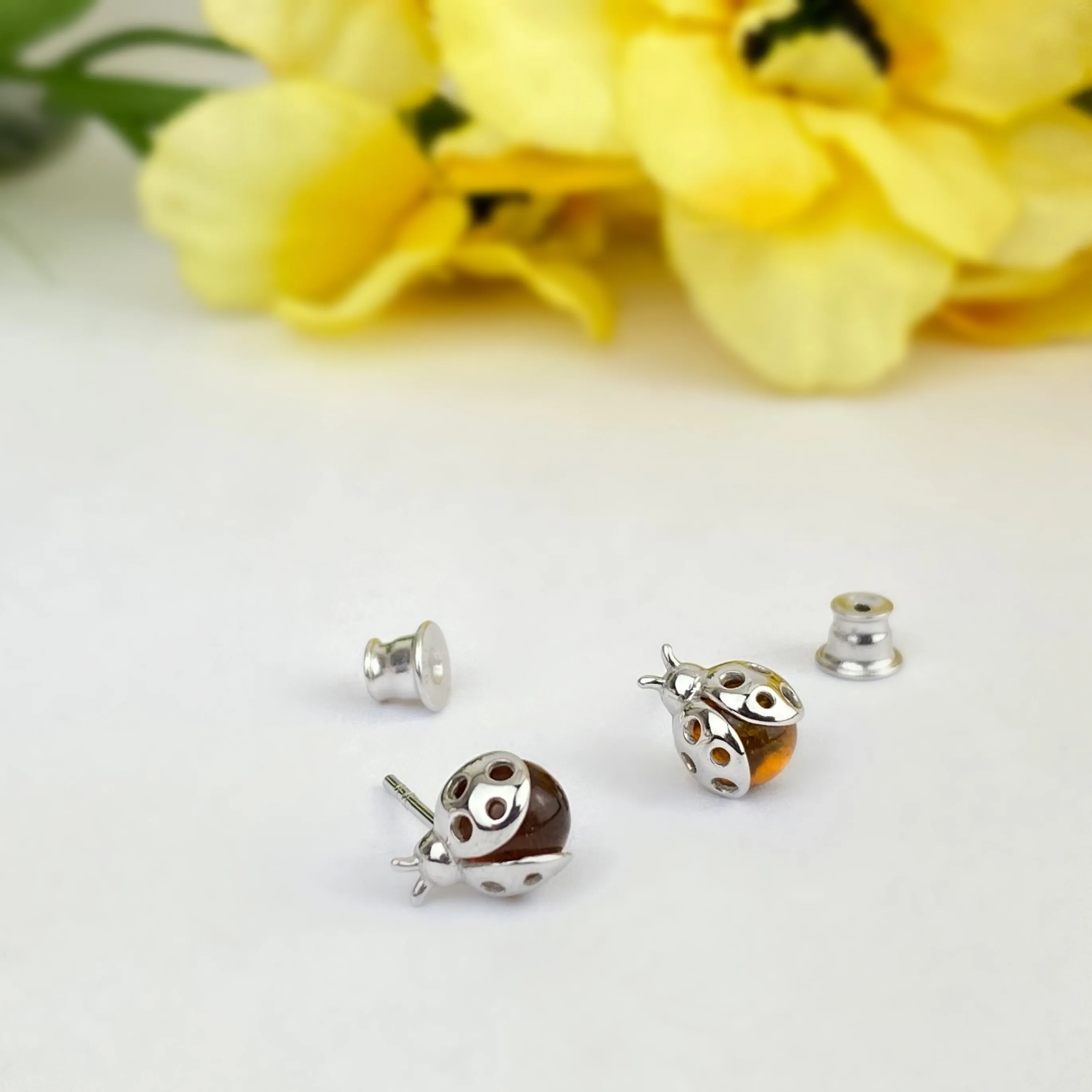 Golden Ladybird Stud Earrings - VE642