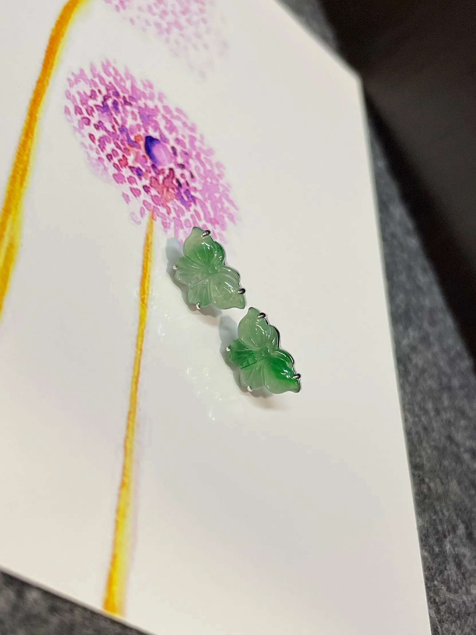 Green Jade Earrings - Butterfly (NJE184)