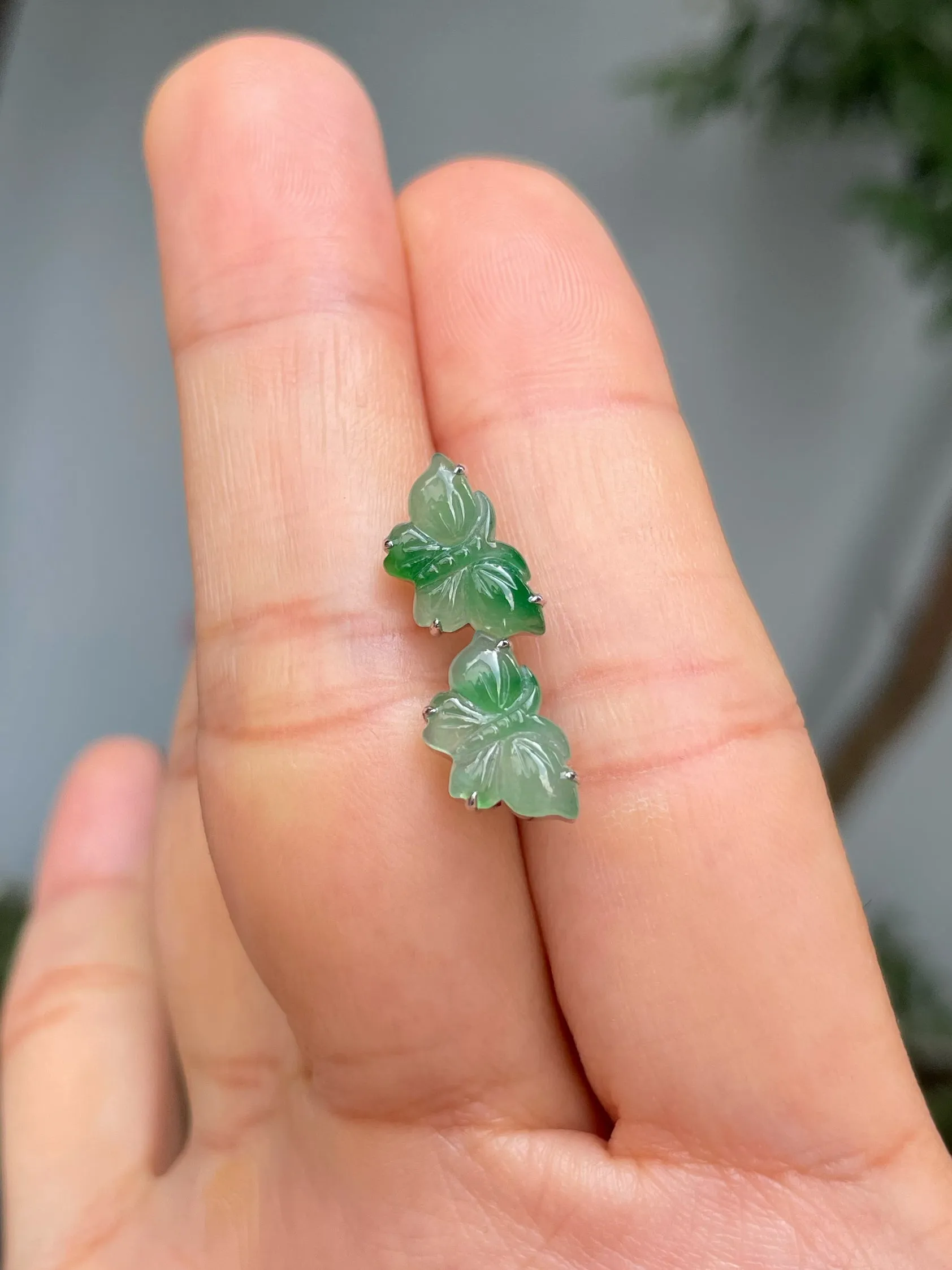 Green Jade Earrings - Butterfly (NJE184)