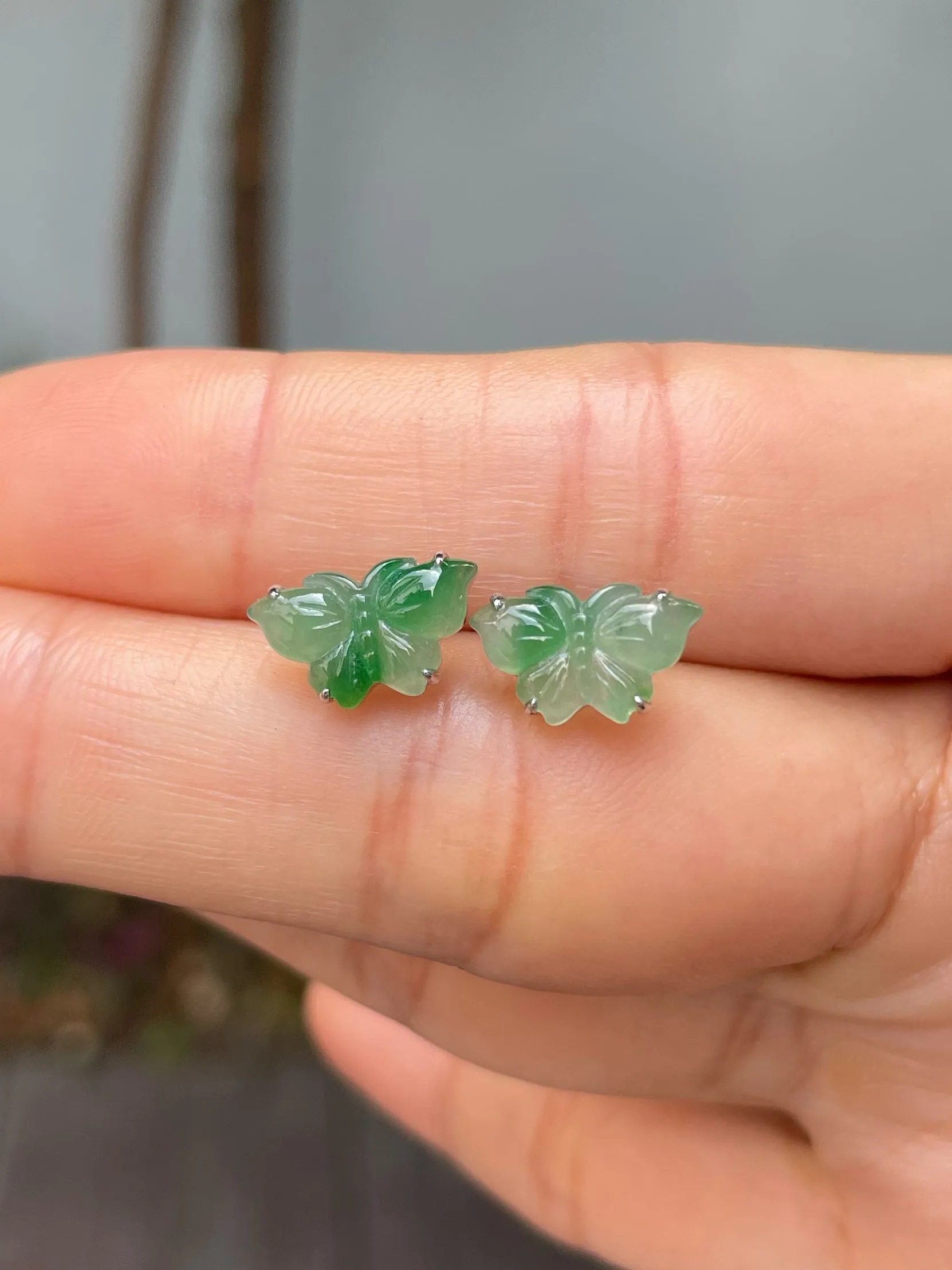 Green Jade Earrings - Butterfly (NJE184)
