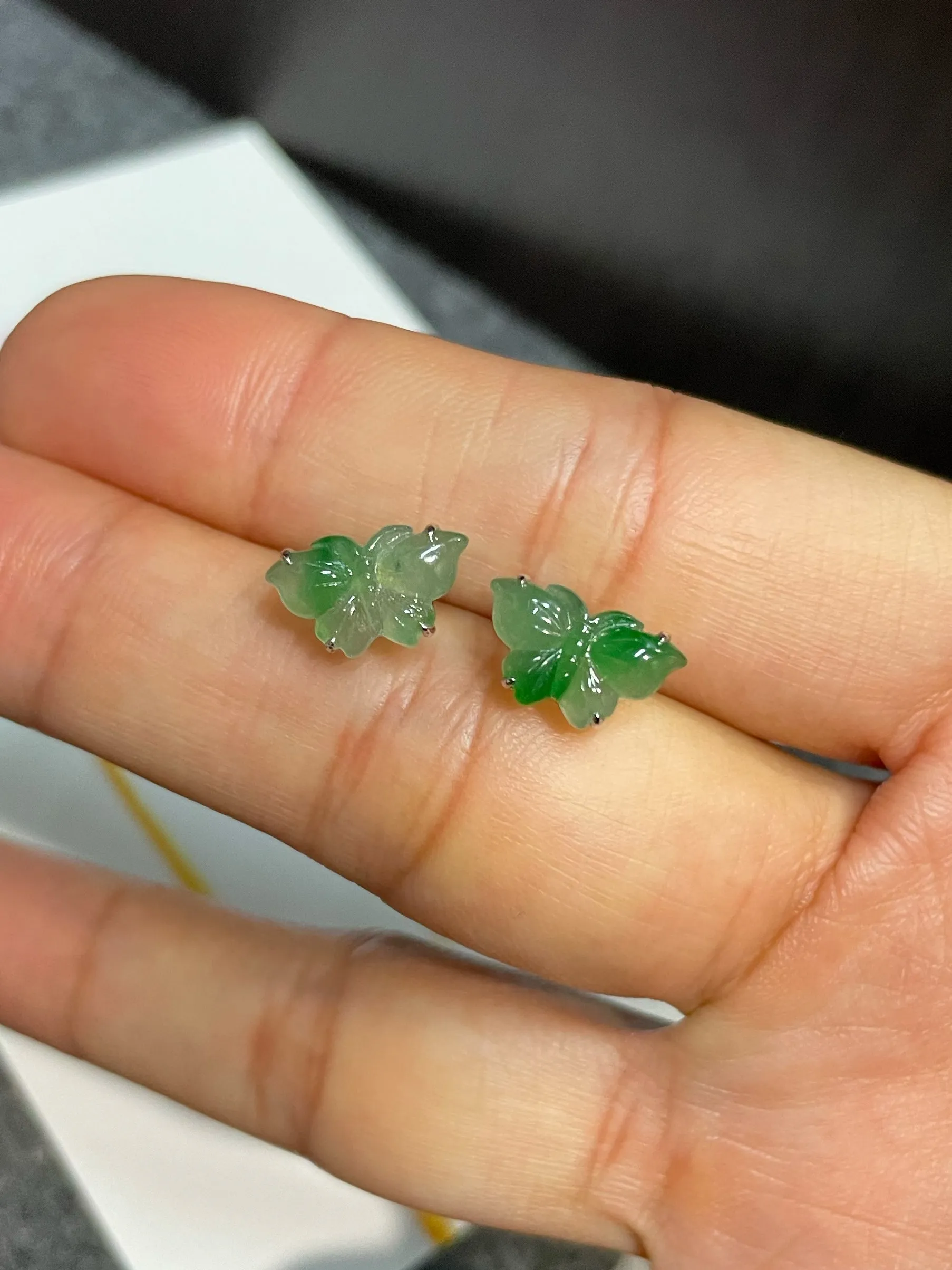 Green Jade Earrings - Butterfly (NJE184)