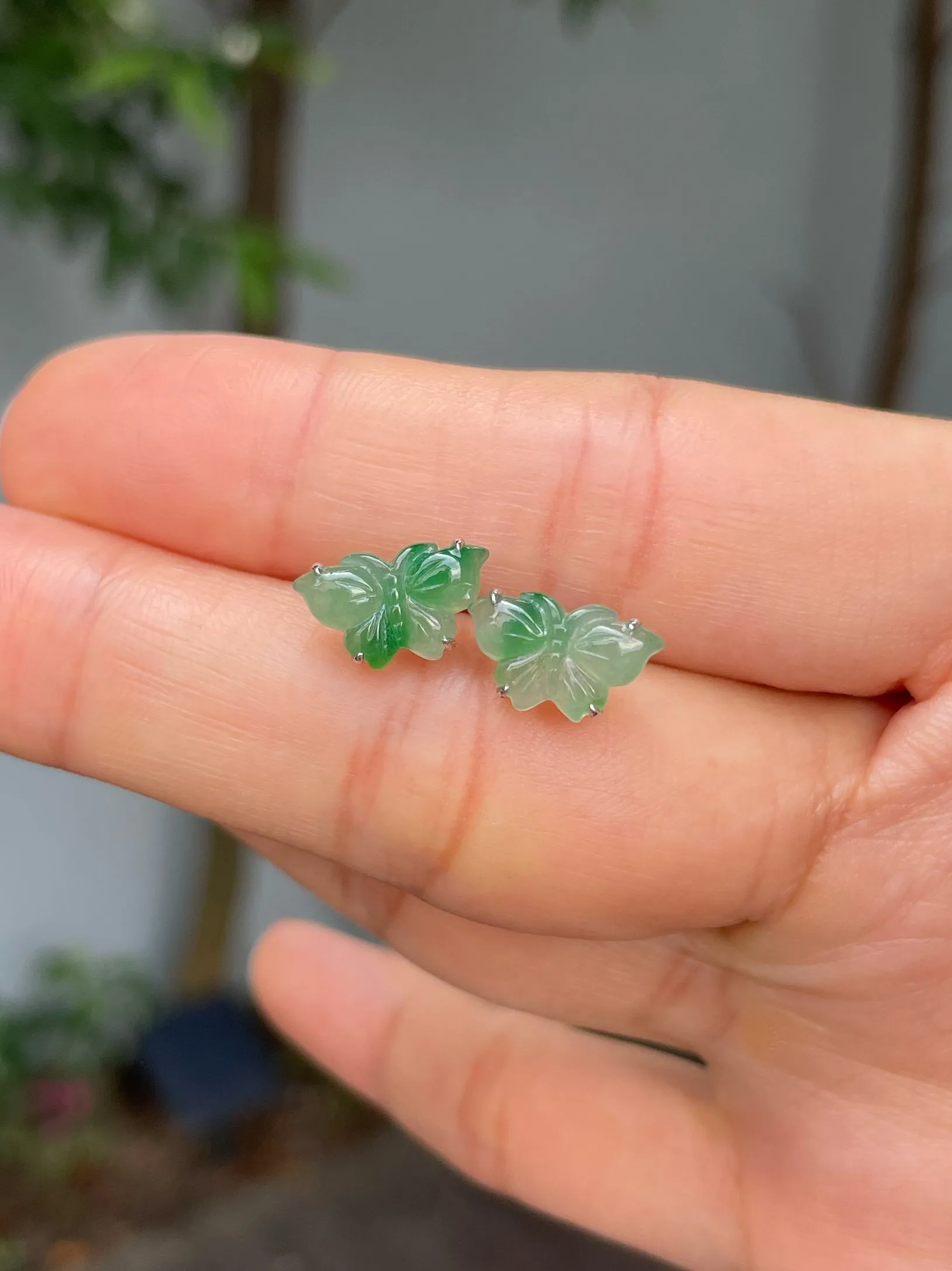 Green Jade Earrings - Butterfly (NJE184)