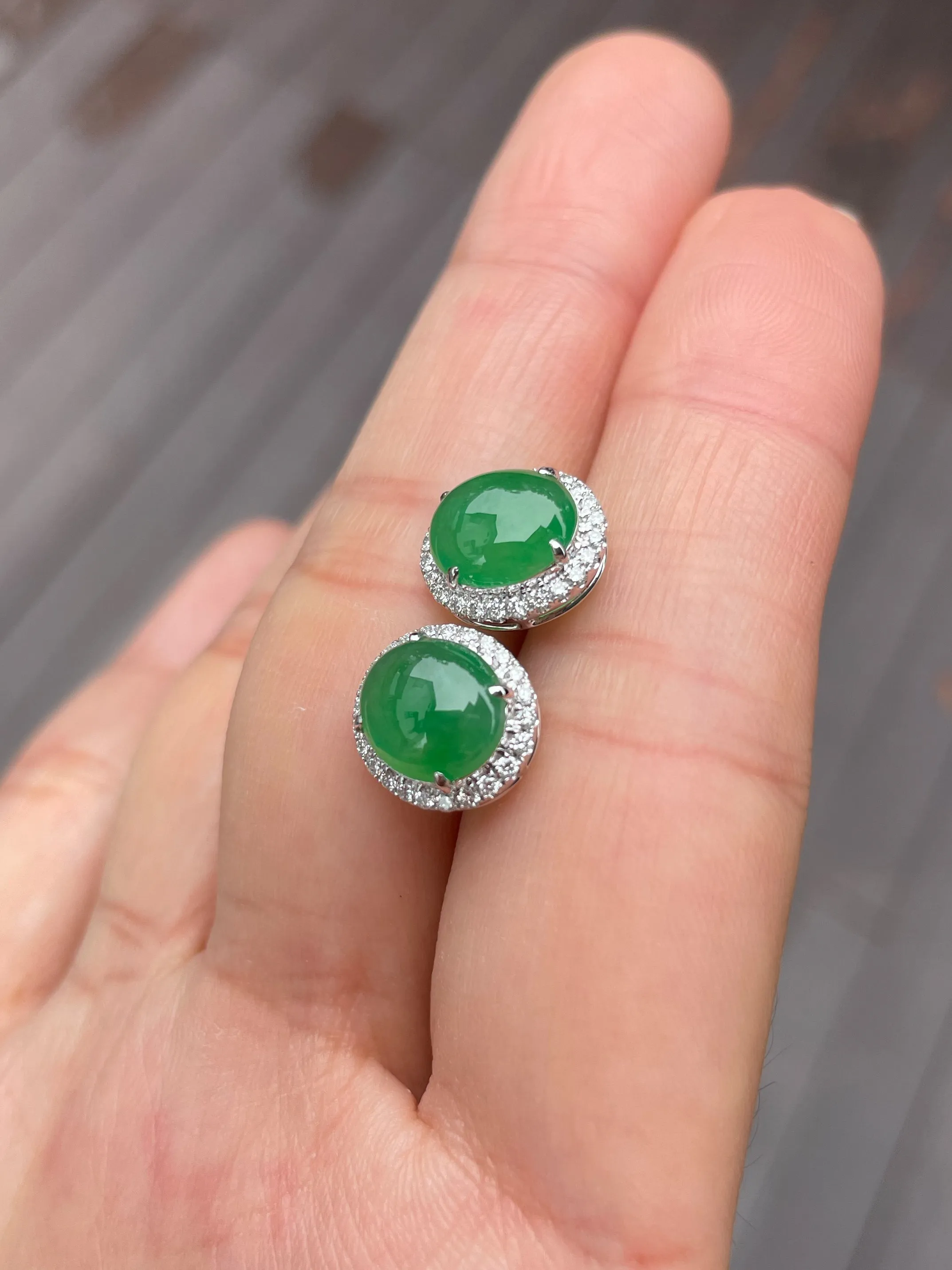 Green Jade Earrings - Cabochons (NJE048)