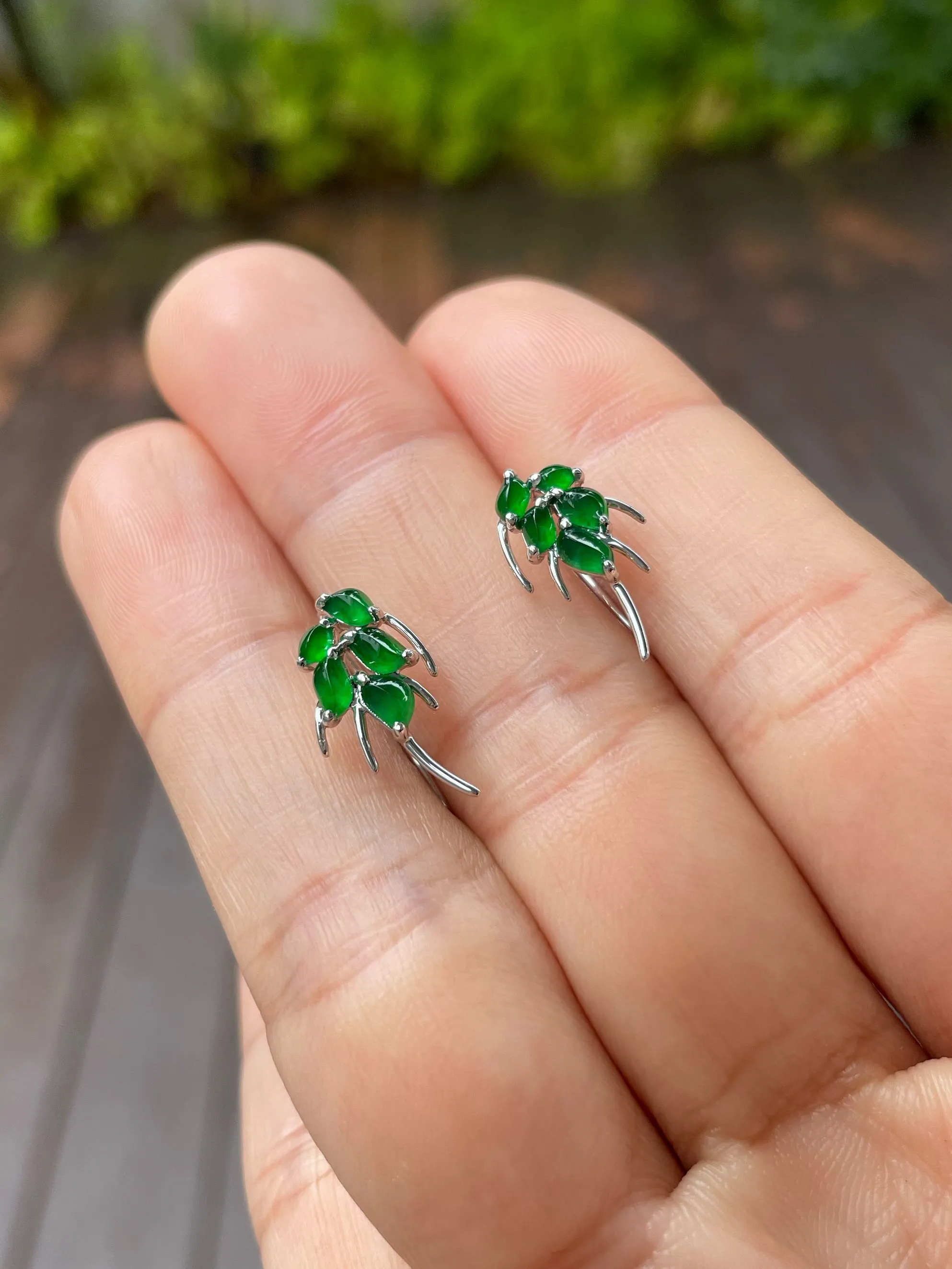 Green Jadeite Earrings - Wheat (NJE104)