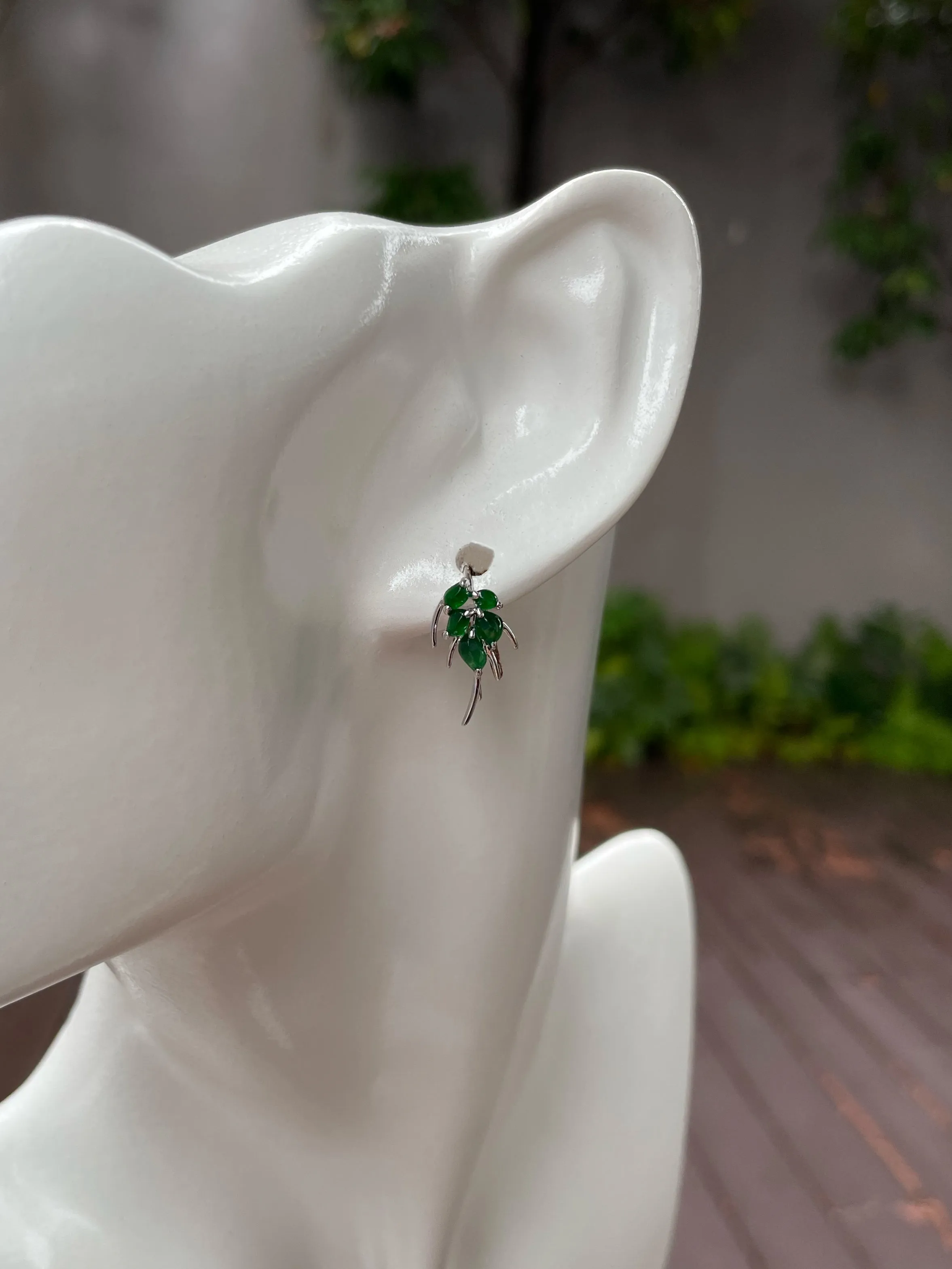 Green Jadeite Earrings - Wheat (NJE104)