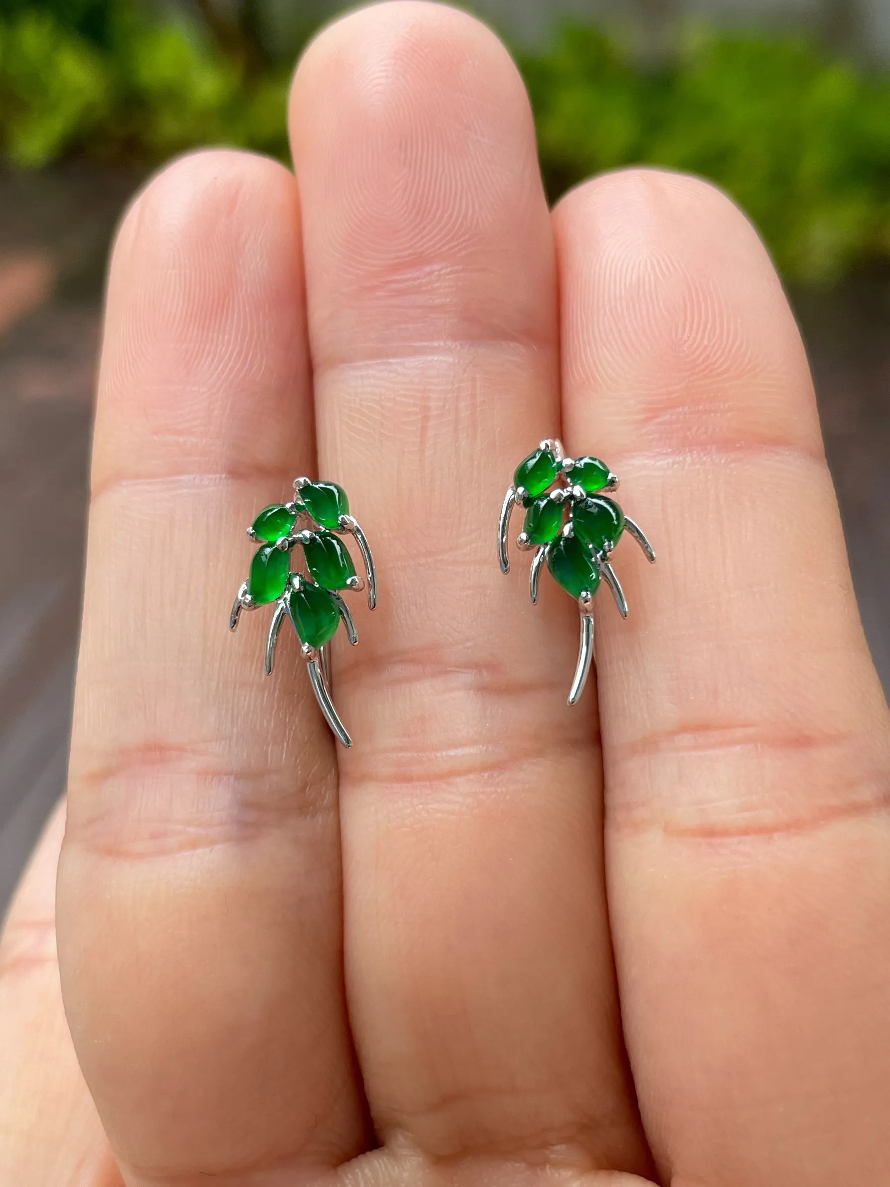 Green Jadeite Earrings - Wheat (NJE104)