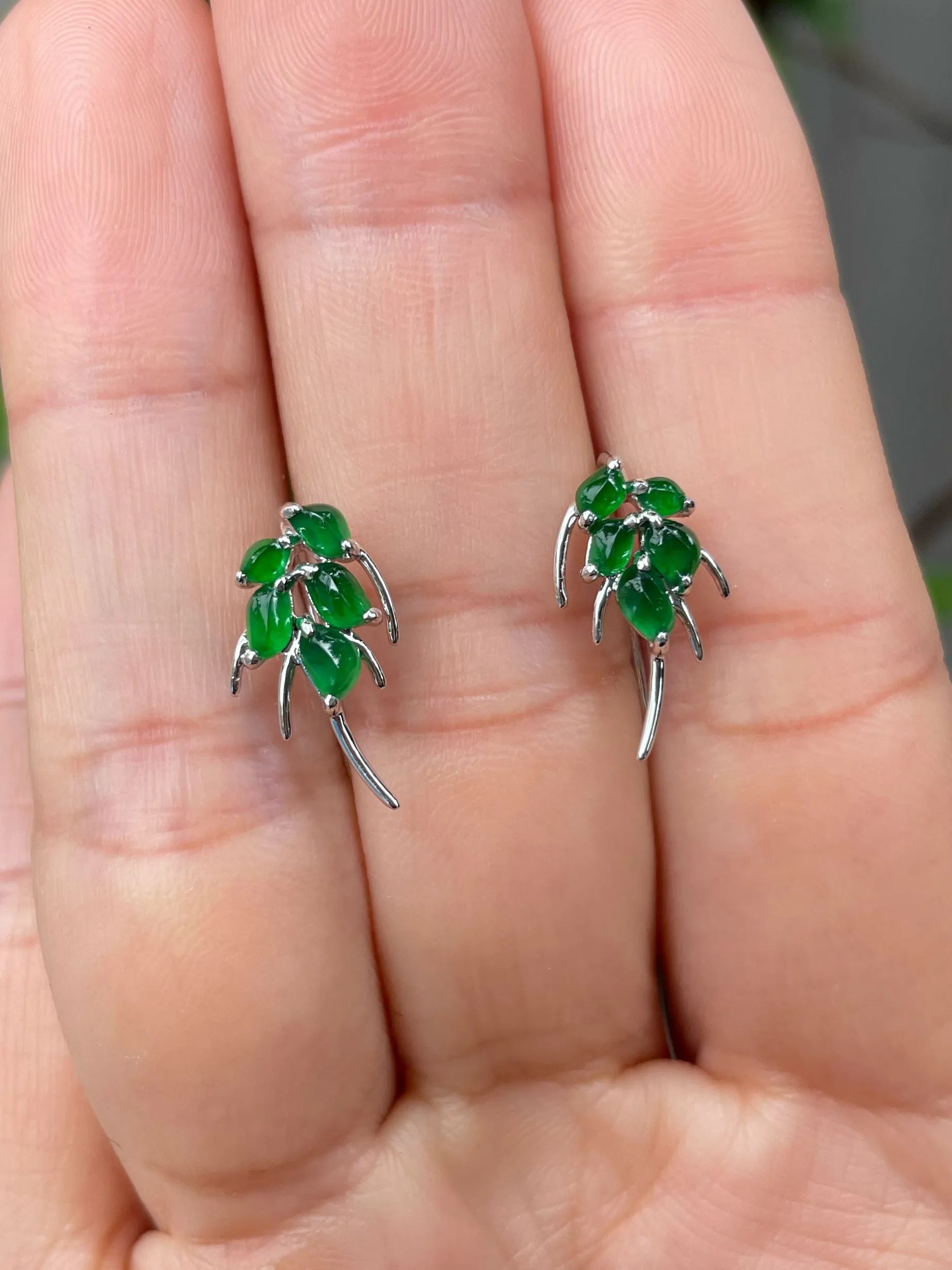 Green Jadeite Earrings - Wheat (NJE104)
