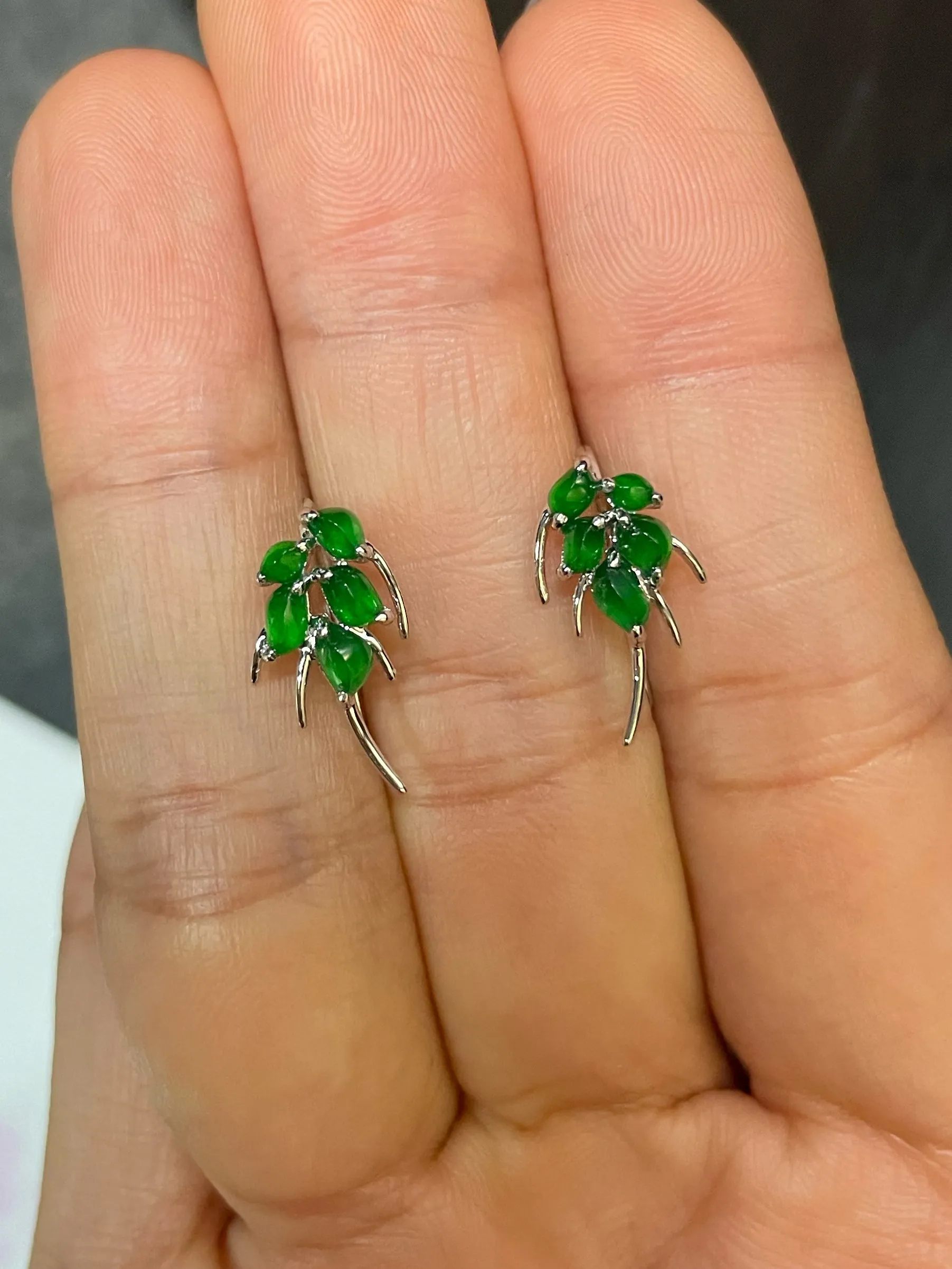 Green Jadeite Earrings - Wheat (NJE104)