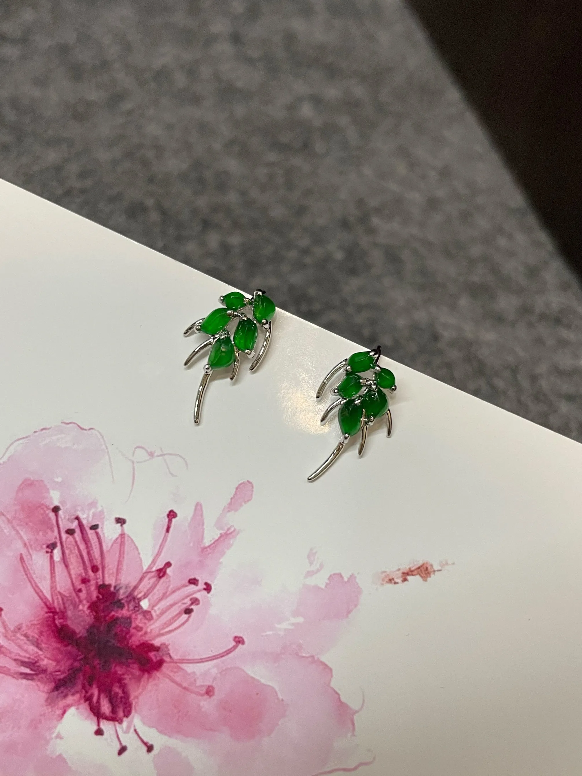 Green Jadeite Earrings - Wheat (NJE104)