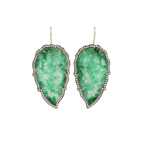 Hand Carved Jade Leaf Earrings