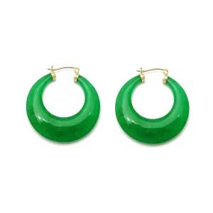 Jade Hoops Earrings (14K)