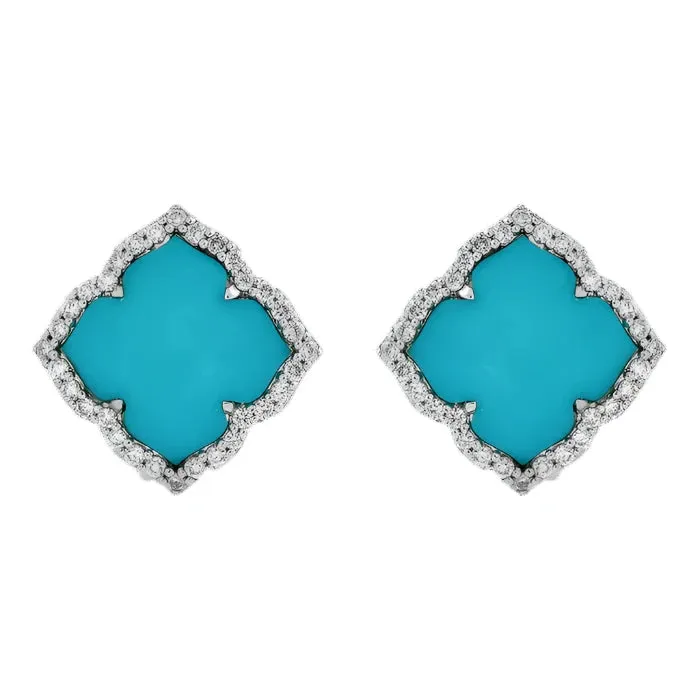 Large Carved Turquoise Capri Earrings