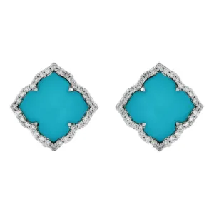 Large Carved Turquoise Capri Earrings