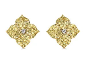 Large Yellow Sapphire Flower Earrings