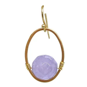 Lavender Jade And Matte Gold Wire Wrap Oval Earrings