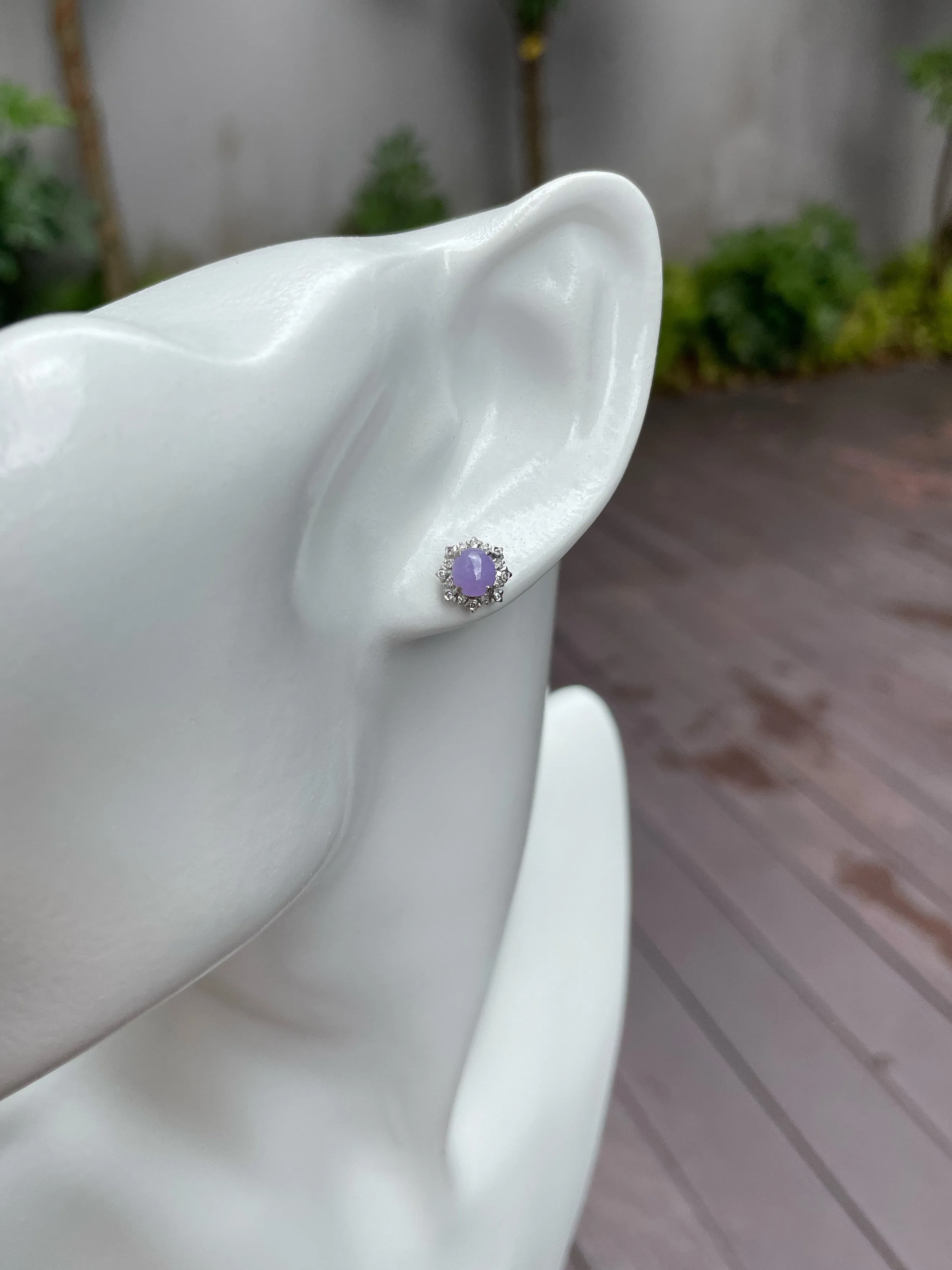 Lavender Jade Cabochon Earrings (NJE085)