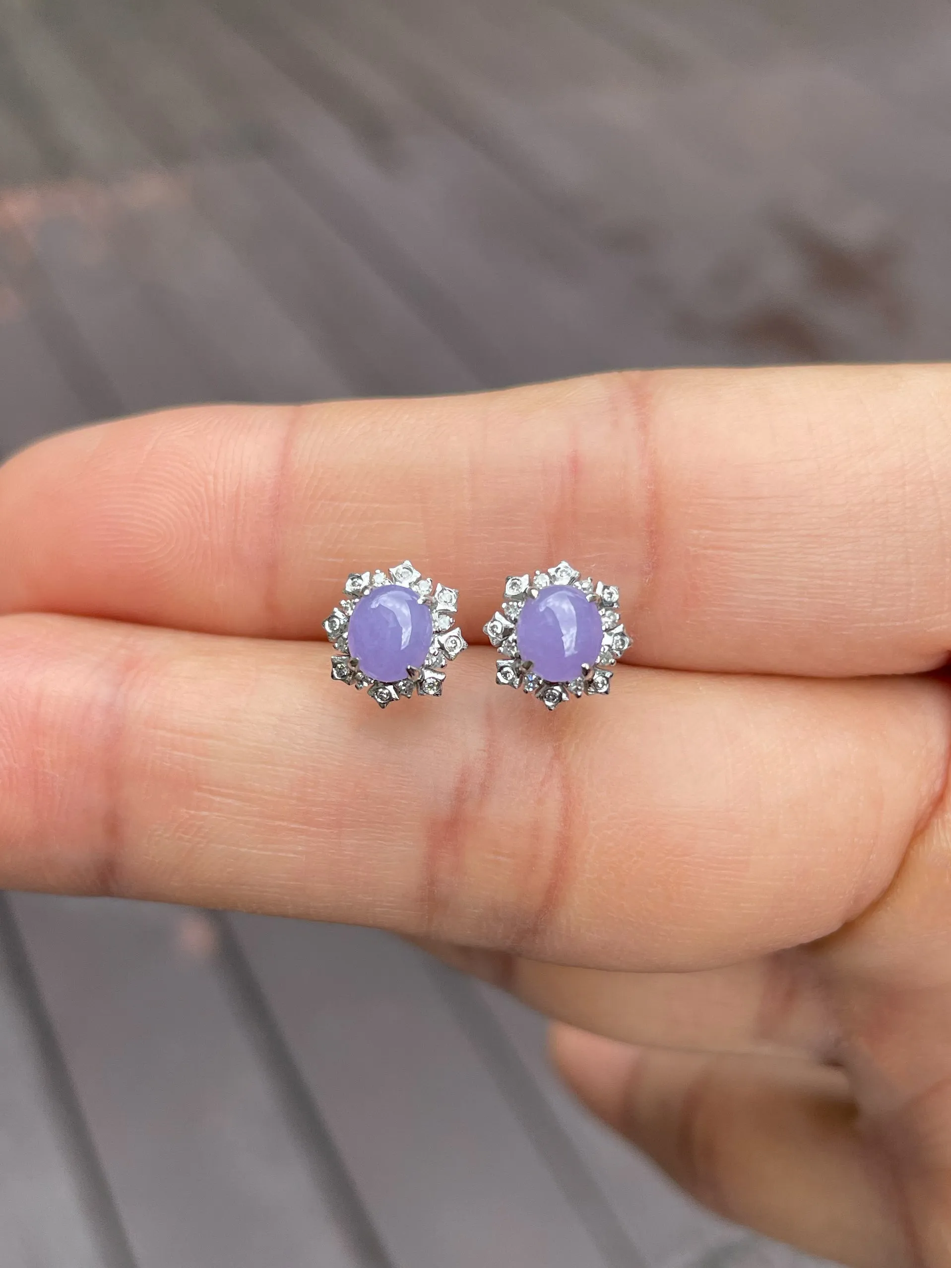Lavender Jade Cabochon Earrings (NJE085)