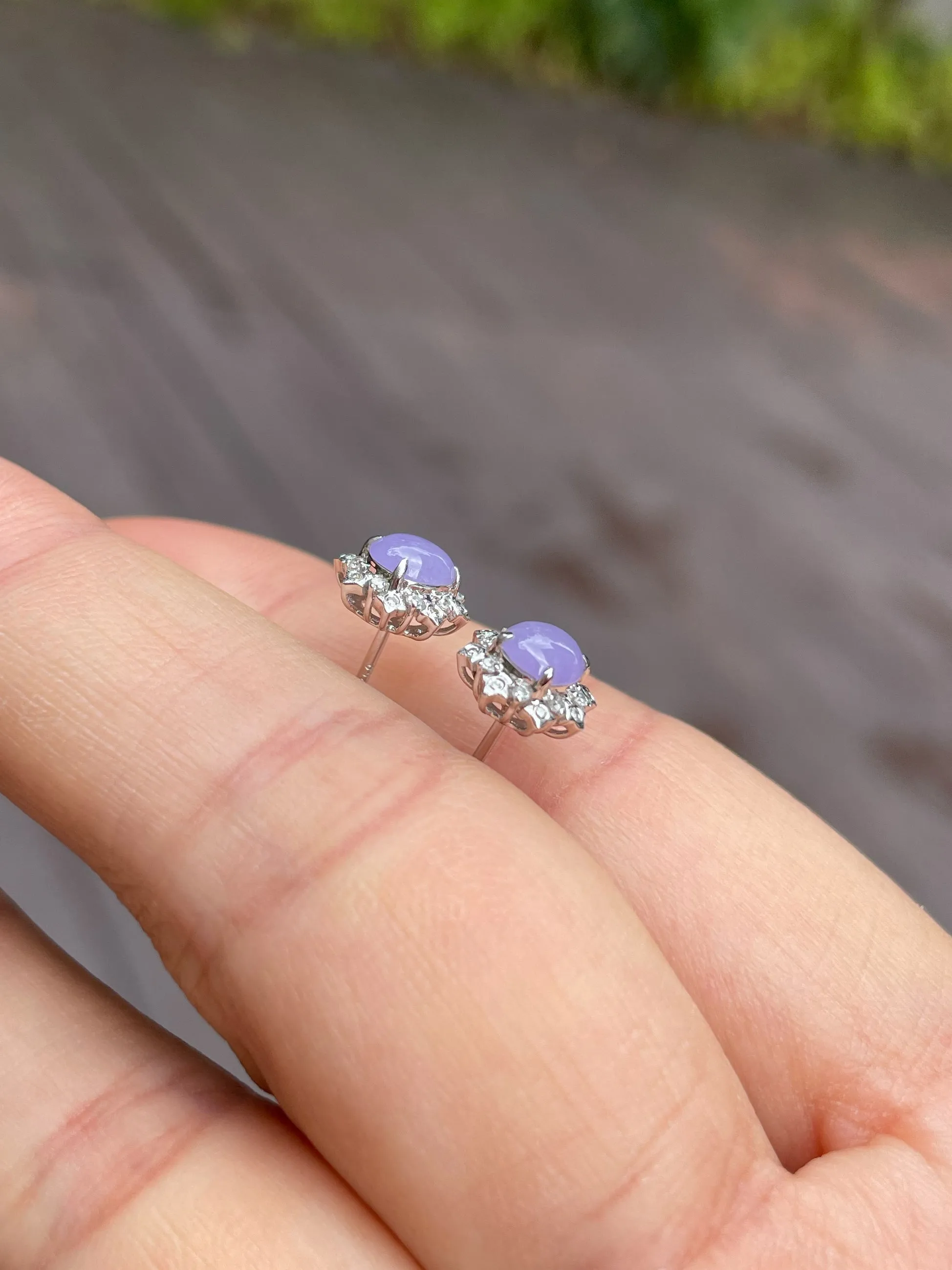 Lavender Jade Cabochon Earrings (NJE085)
