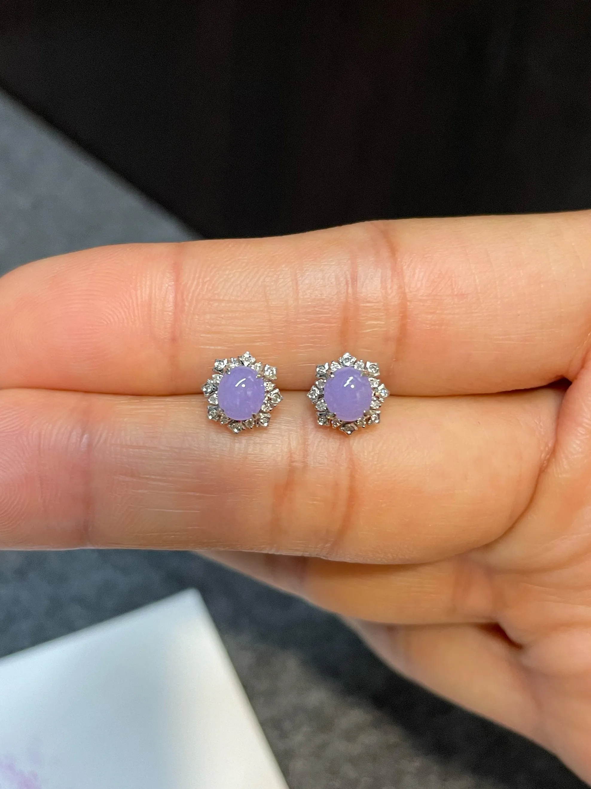 Lavender Jade Cabochon Earrings (NJE085)