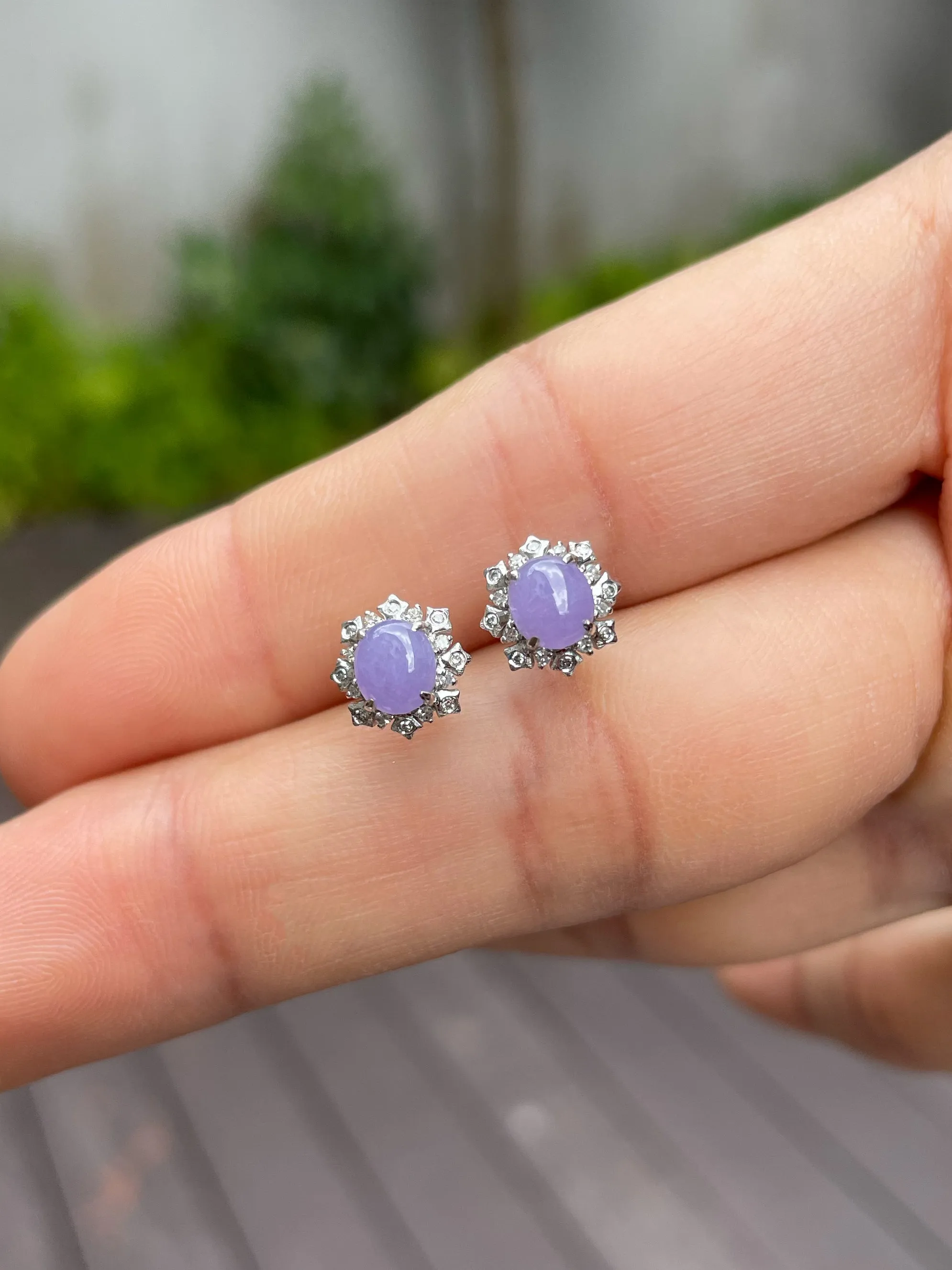 Lavender Jade Cabochon Earrings (NJE085)