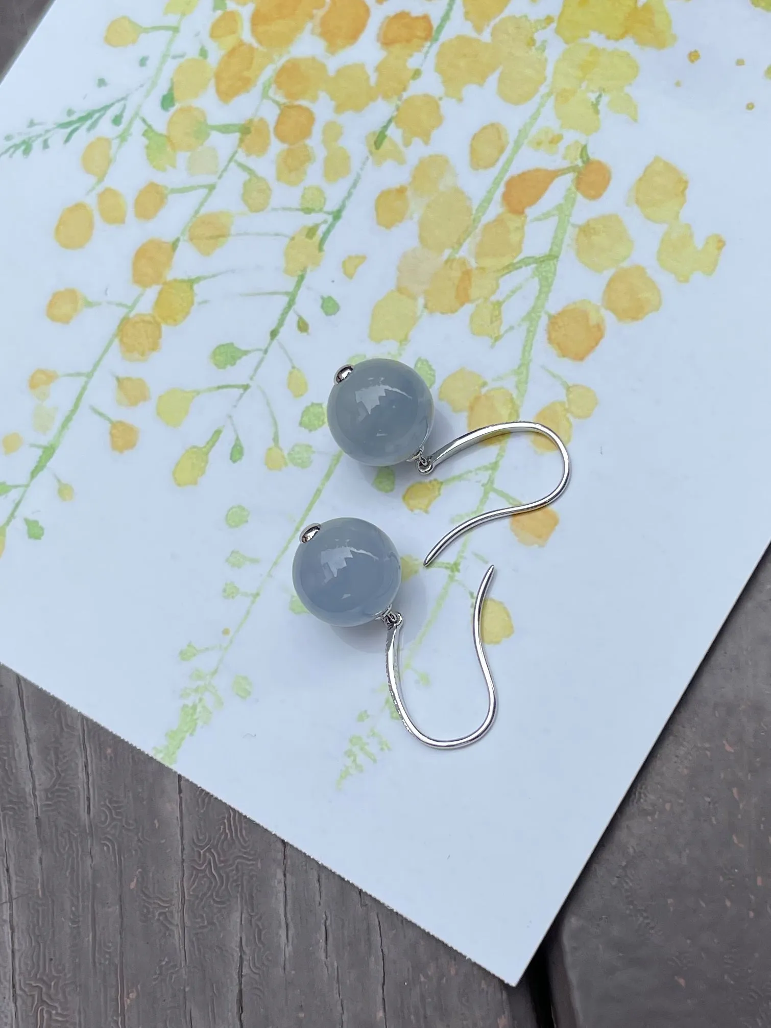 Lavender Jade Dangling Earrings - Beads (NJE028)