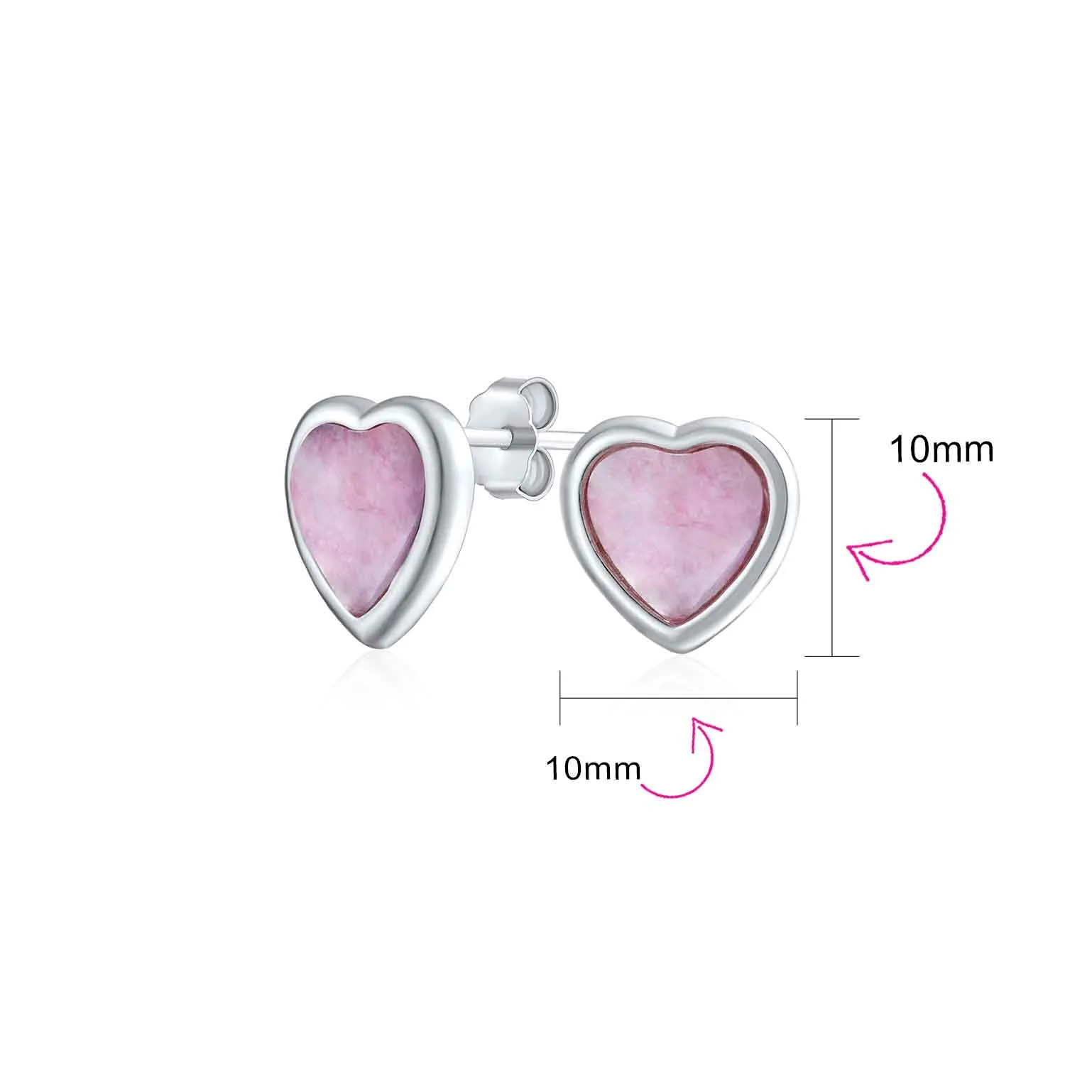 Lovers Bezel Set Green Jade Heart Stud Earrings Sterling Silver Gift