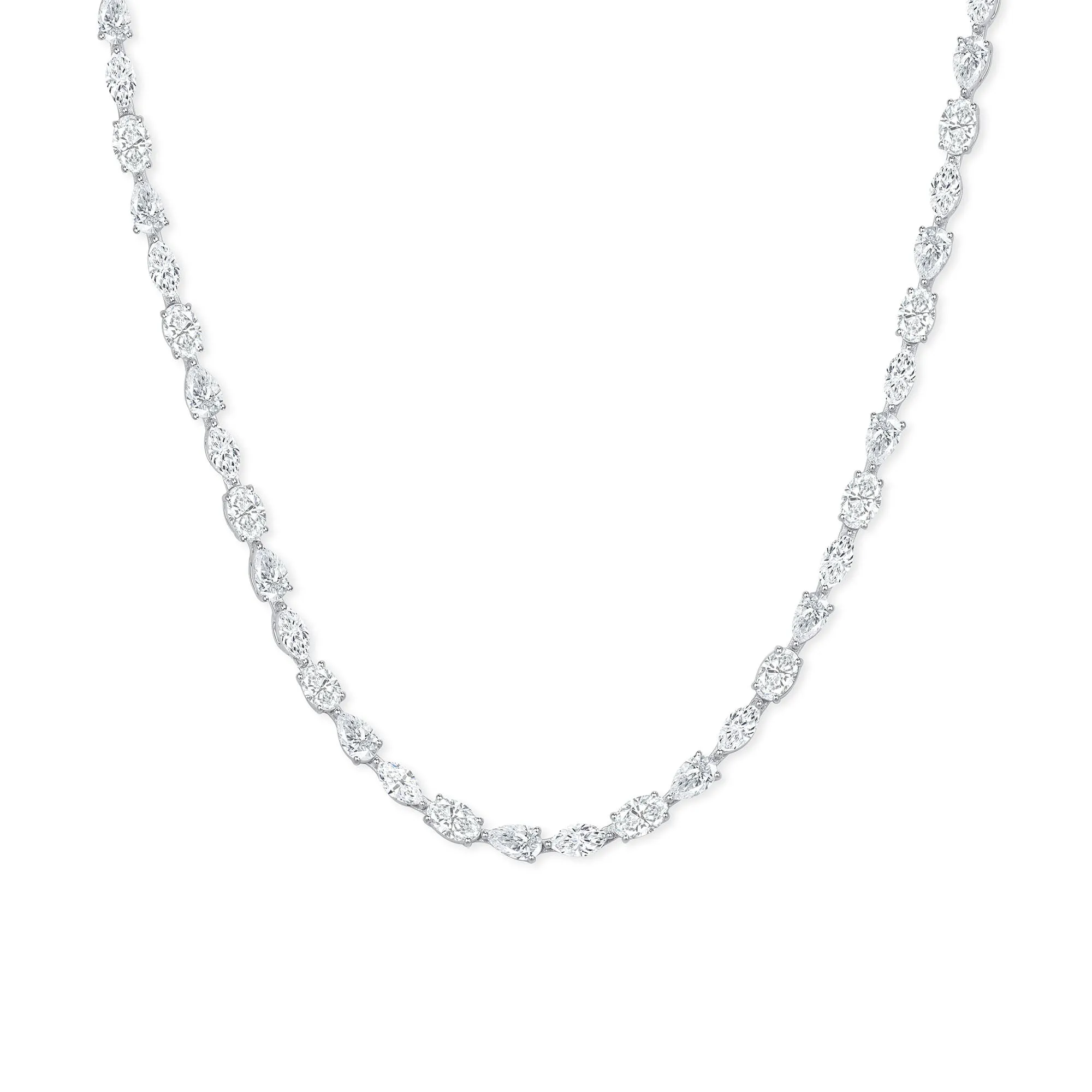 Mix Cut Diamond Tennis Necklace