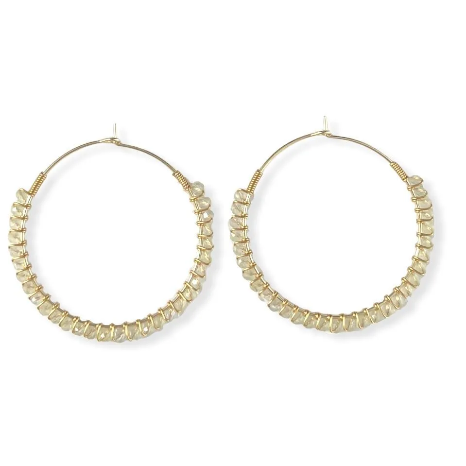 Moonstone Beaded Hoop Earrings