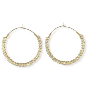 Moonstone Beaded Hoop Earrings