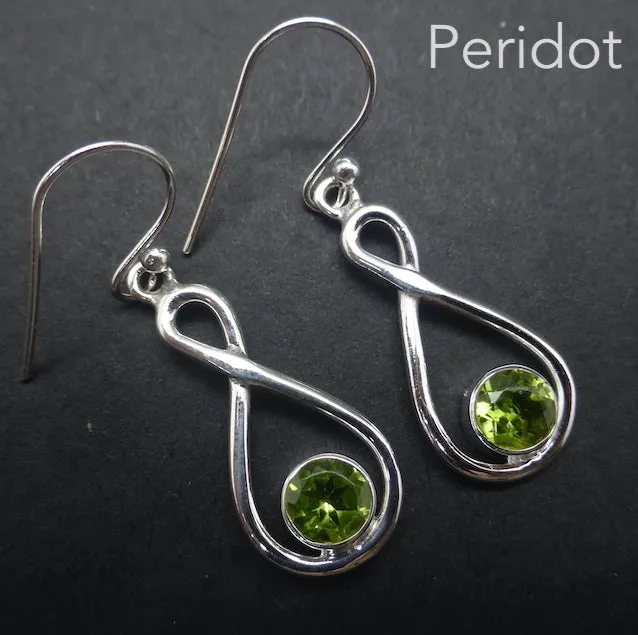 Moonstone Infinity Earrings, Faceted Rounds, 925 Silver kr