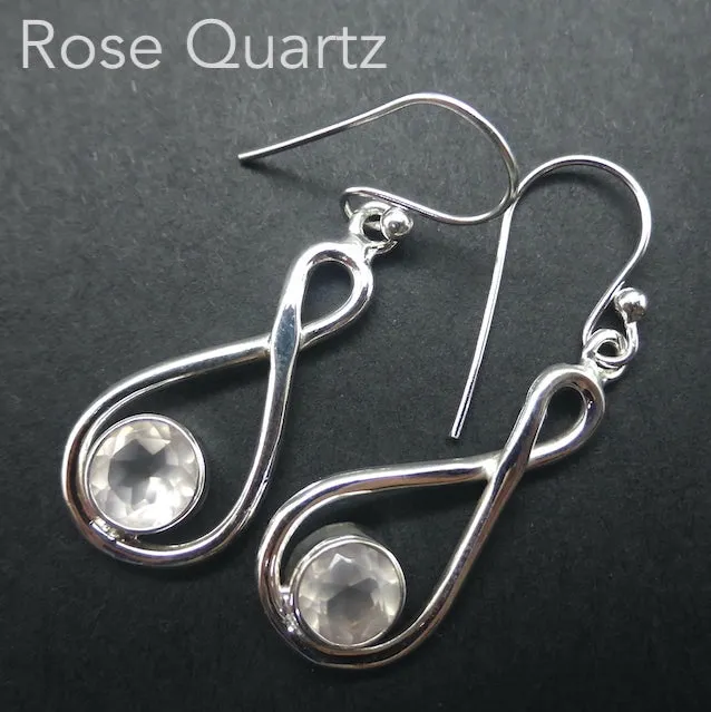 Moonstone Infinity Earrings, Faceted Rounds, 925 Silver kr