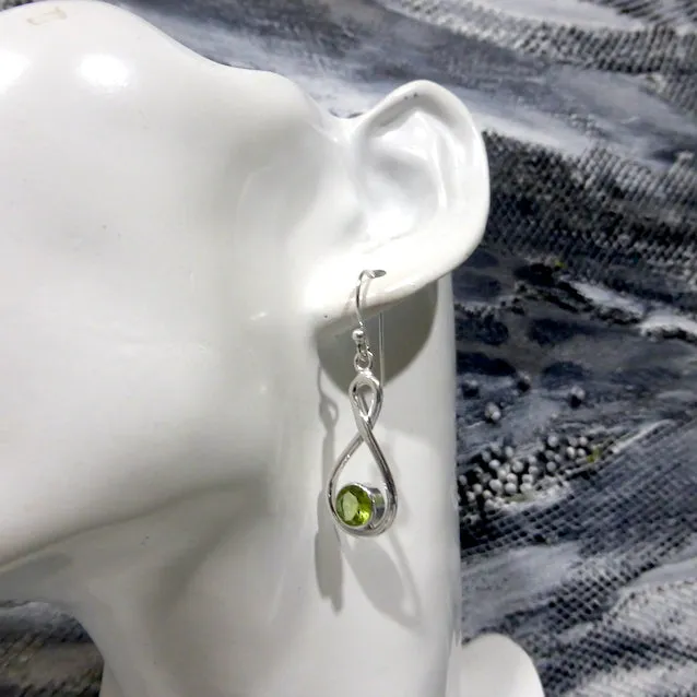 Moonstone Infinity Earrings, Faceted Rounds, 925 Silver kr
