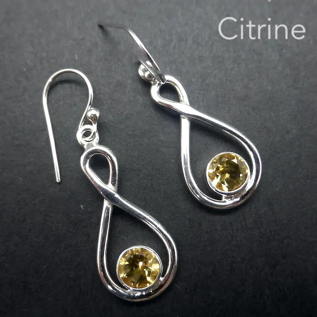Moonstone Infinity Earrings, Faceted Rounds, 925 Silver kr