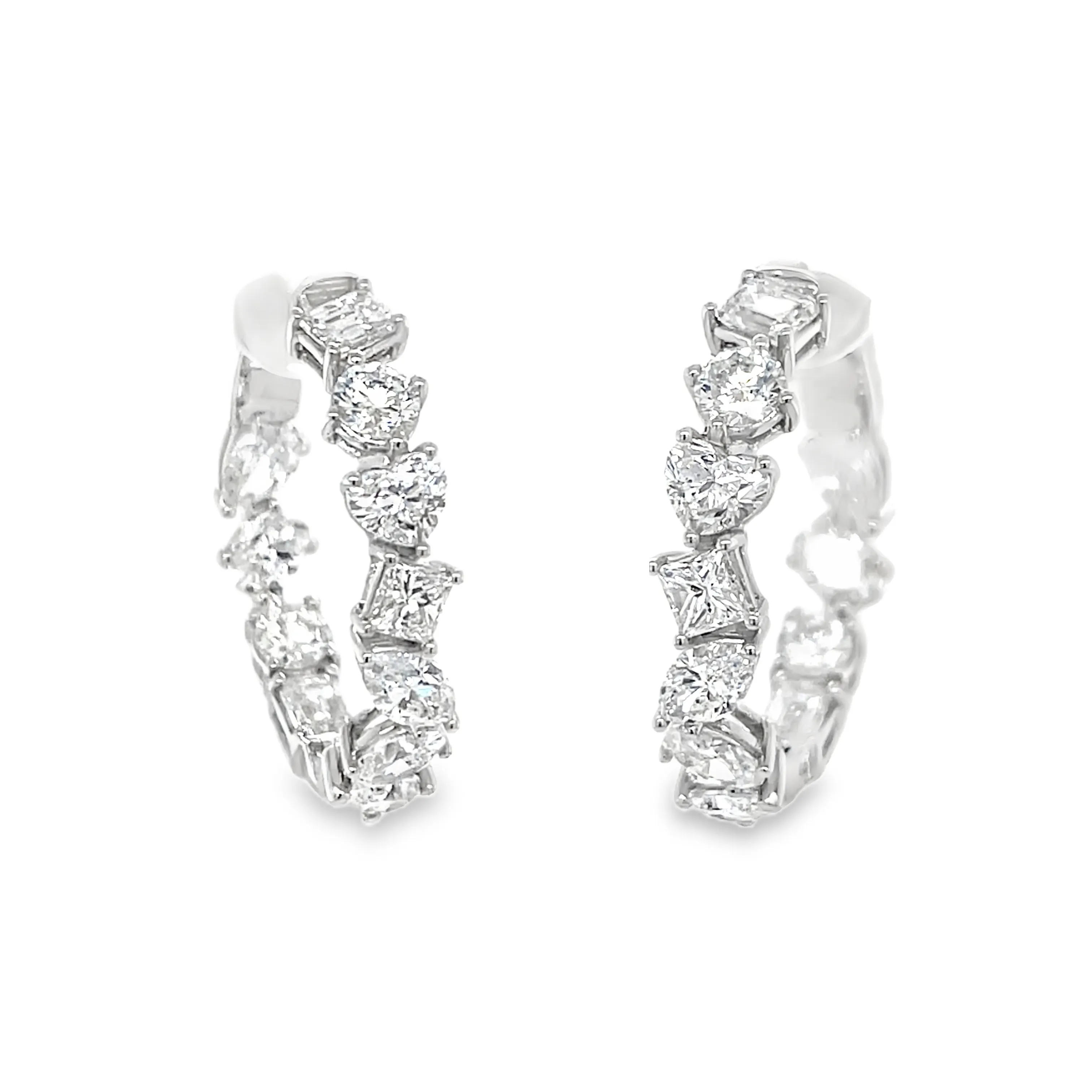 Multi-Shaped Diamod Hoop Earrings
