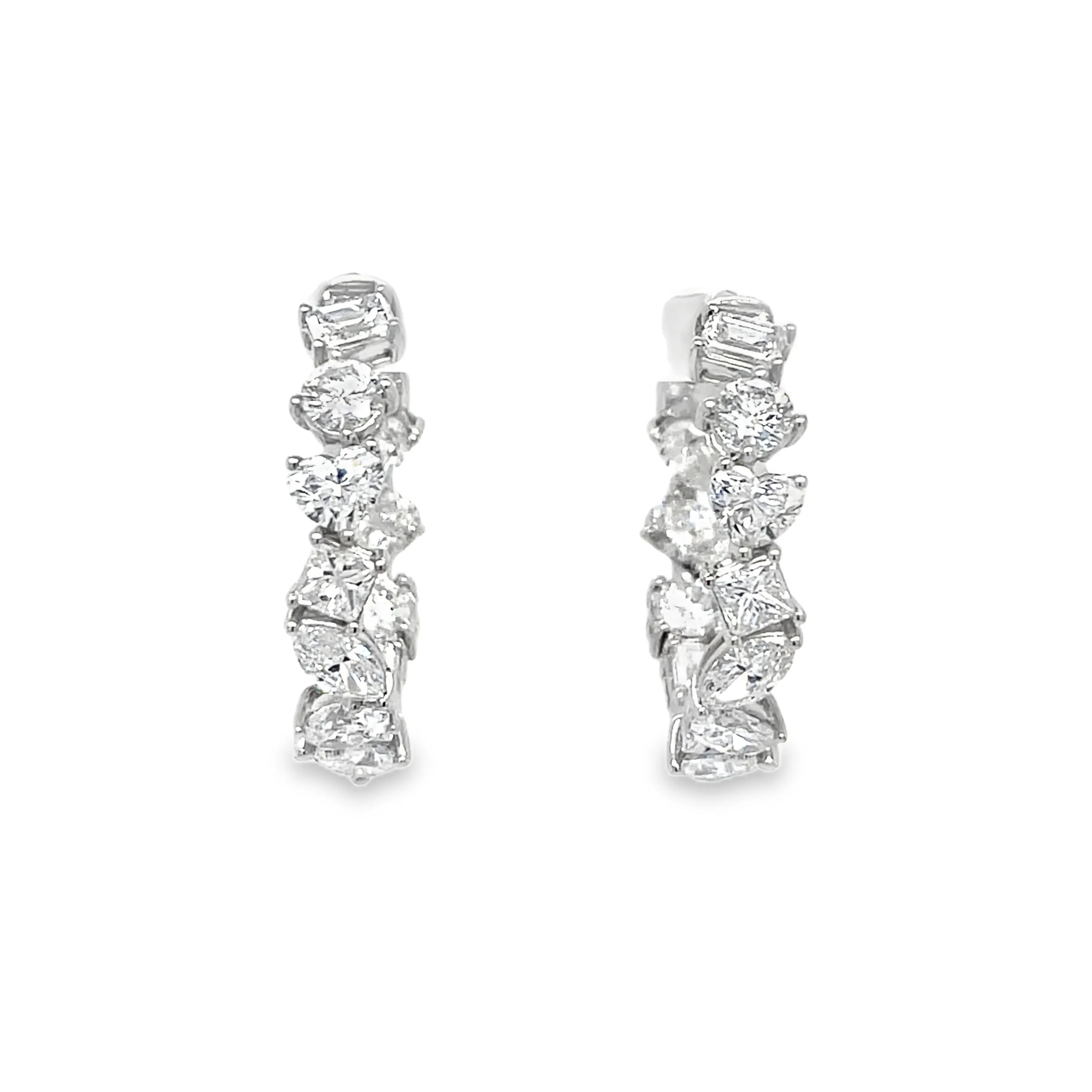 Multi-Shaped Diamod Hoop Earrings