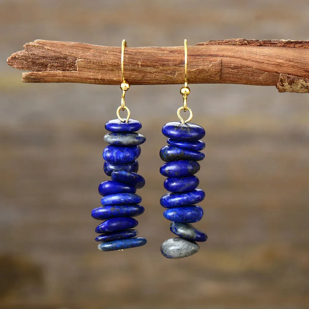 Natural Gemstone Stone Huggie Earrings
