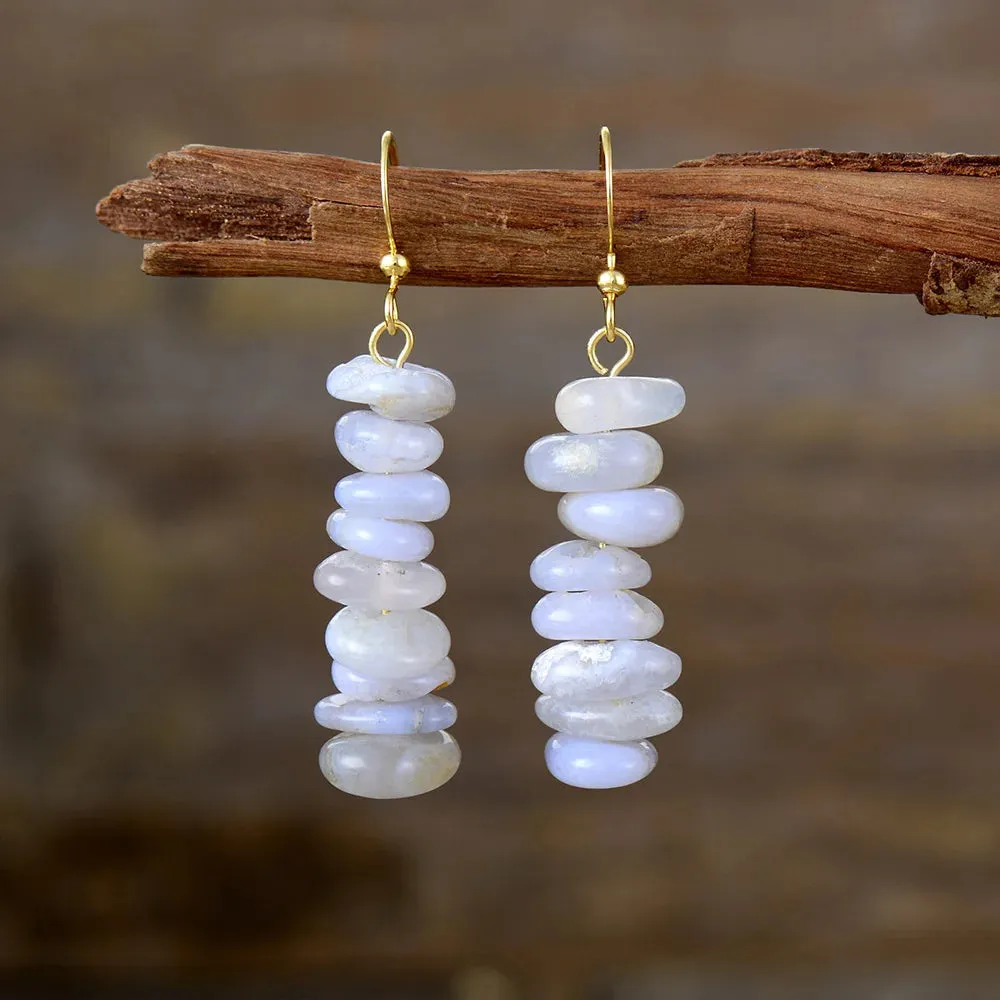 Natural Gemstone Stone Huggie Earrings