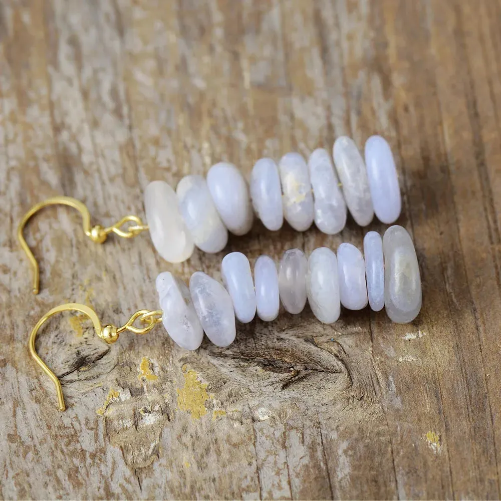 Natural Gemstone Stone Huggie Earrings