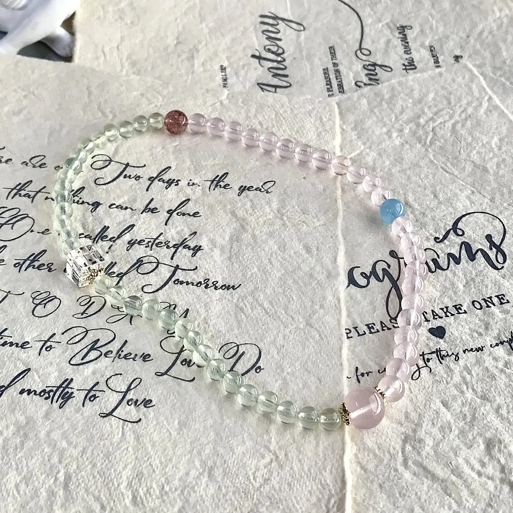 Natural Rose Quartz & Prehnite Bracelet