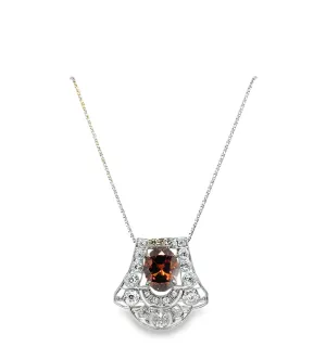 Orange-Brown and White Diamond Pendant