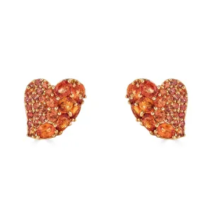 Orange Sapphire Heart Earrings