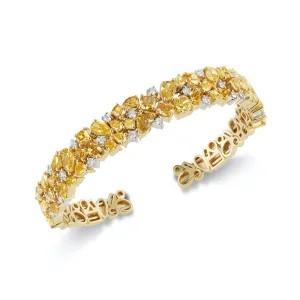 Orangy Yellow Diamond Cuff Bracelet