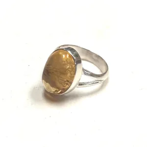 Oval Citrine Ring Set in Silver