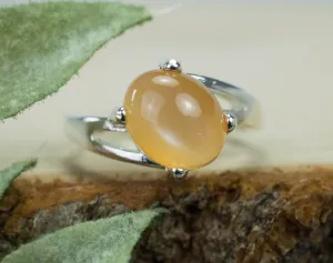 Peach Moonstone Ring; Genuine Untreated India Moonstone