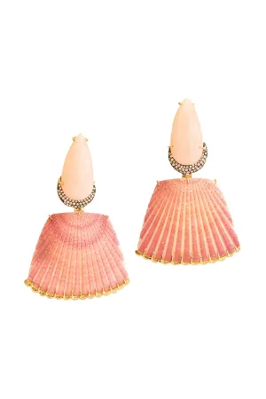Pink Moonstone Purpurate Shell Earrings